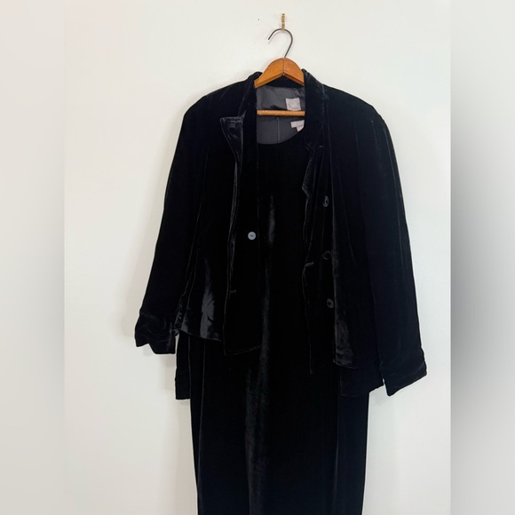 J.Jill NWT Elegant Black Velvet Women's Jacket & dress set in size medium - Picture 1 of 10